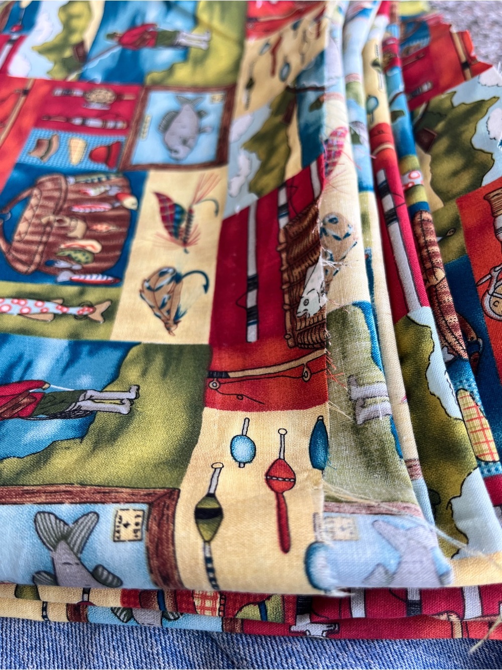 Vintage-Style Fishing & Outdoors Cotton Fabric | 4.5 m | 45” w | Fly Fishing